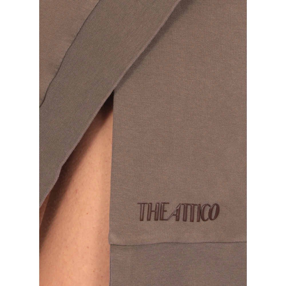 The Attico Bruine Katoenen Asymmetrische Hals Jurk Brown Dames