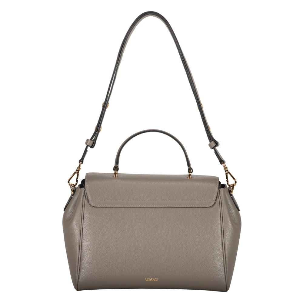 Versace Crossbody Tas van Kalfsleer met Klep Sluiting Gray Dames