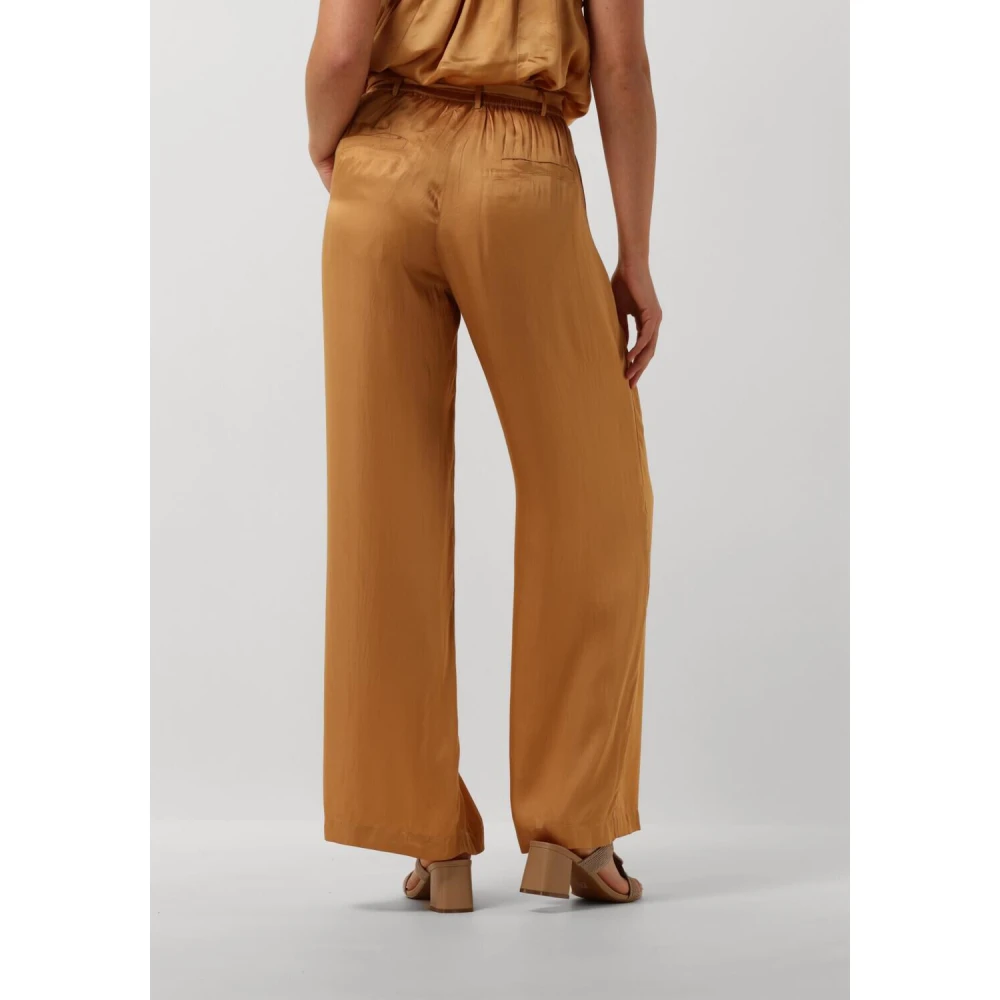 Summum Woman Camel Satijnen Broek Brown Dames