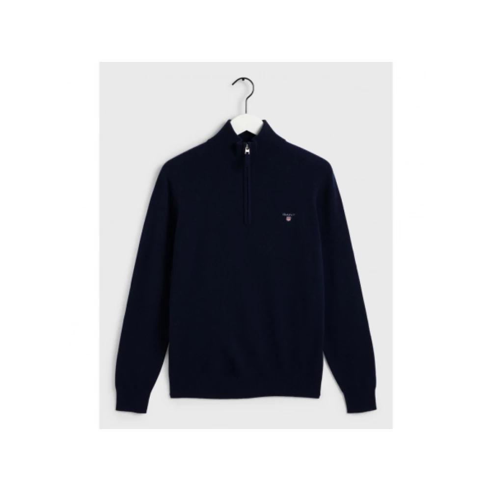 Gant Fijne wollen half-zip trui Blue Heren