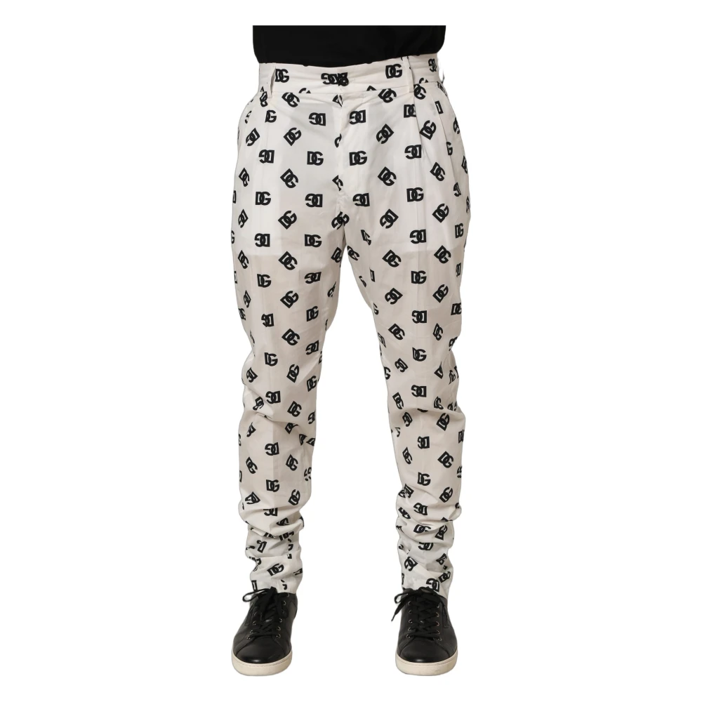 Dolce & Gabbana Men's White Logo Skinny Leg Dress Trouser Trousers - Slim-Fit Trousers - M - Trousers
