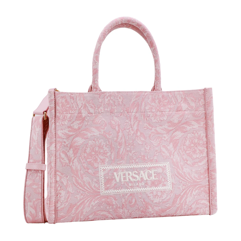 Versace Roze Barocco Canvas Handtas Pink Dames