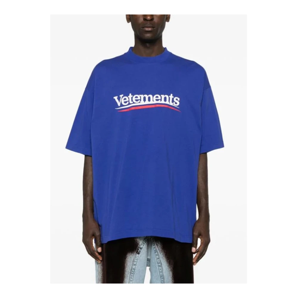Vetements Logo Campagne T-Shirt Blue Heren