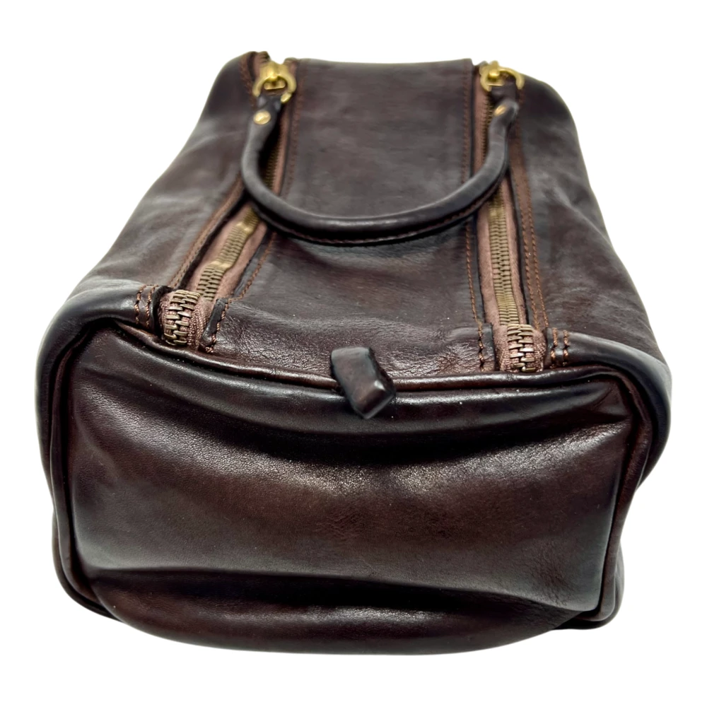 Campomaggi Leren Toilettas met Praktische Details Brown Unisex
