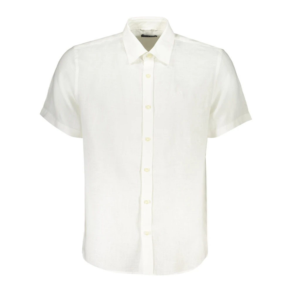 North Sails Wit Overhemd met Korte Mouwen en Geborduurd Logo White Heren