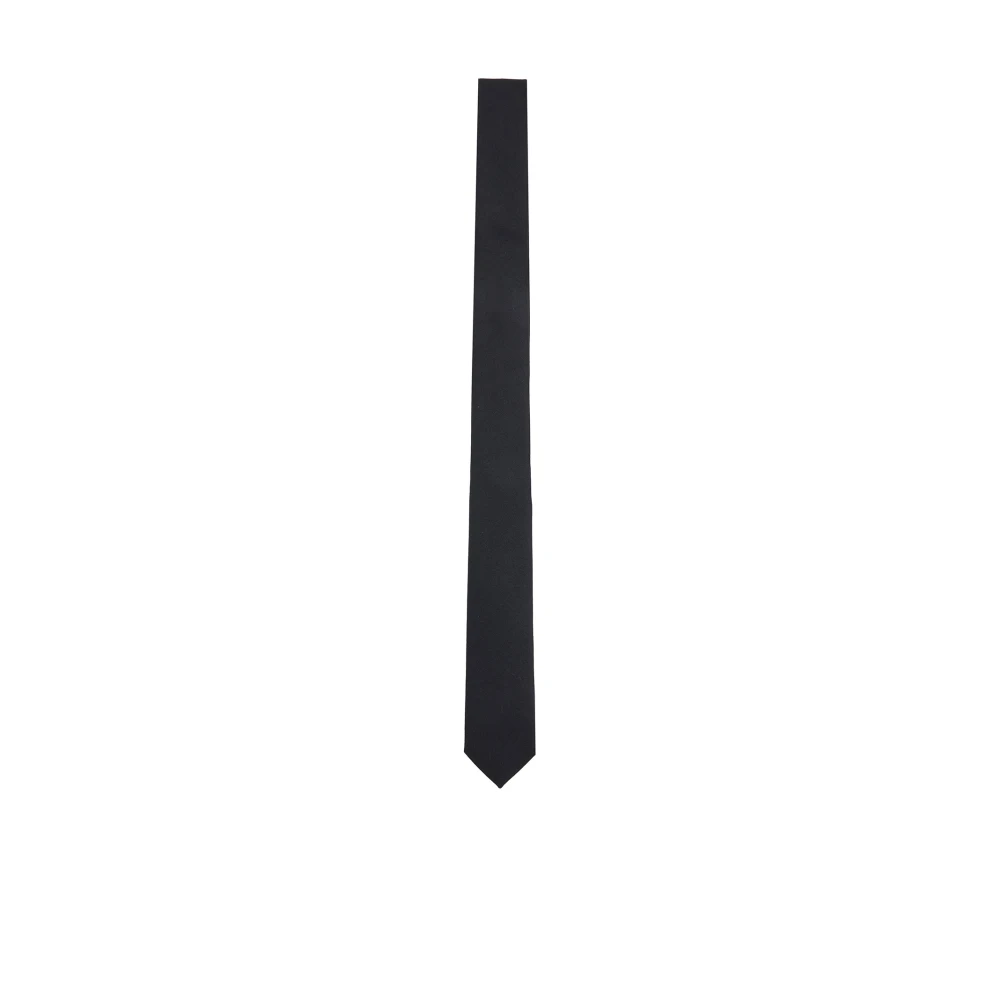 Valentino Garavani Zwarte Wol Zijden Stropdas Logo Label Black Heren