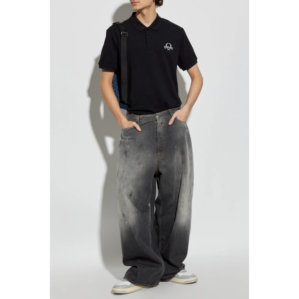 Moschino Katoenen polo met geborduurd logo Black Heren