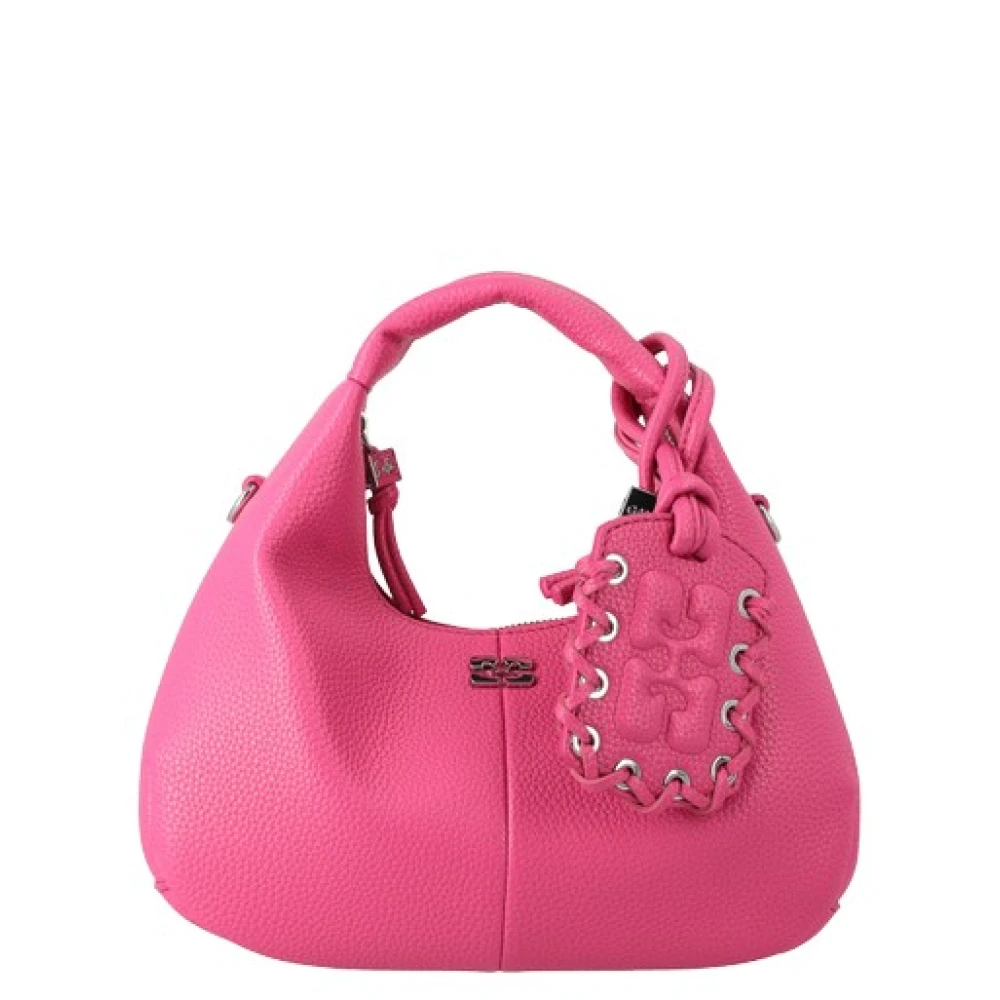 Ganni Women's Pink Hobo Mini Bag - Handbags - One Size - Bags