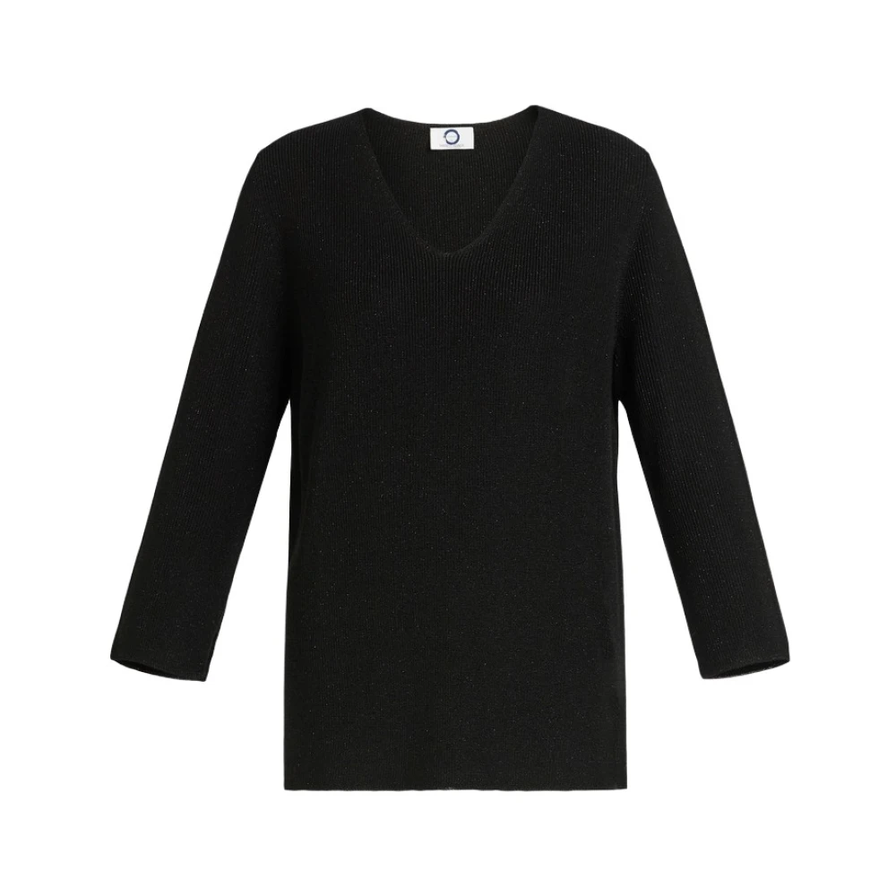 Marina Rinaldi Klassieke V-hals trui Black Dames