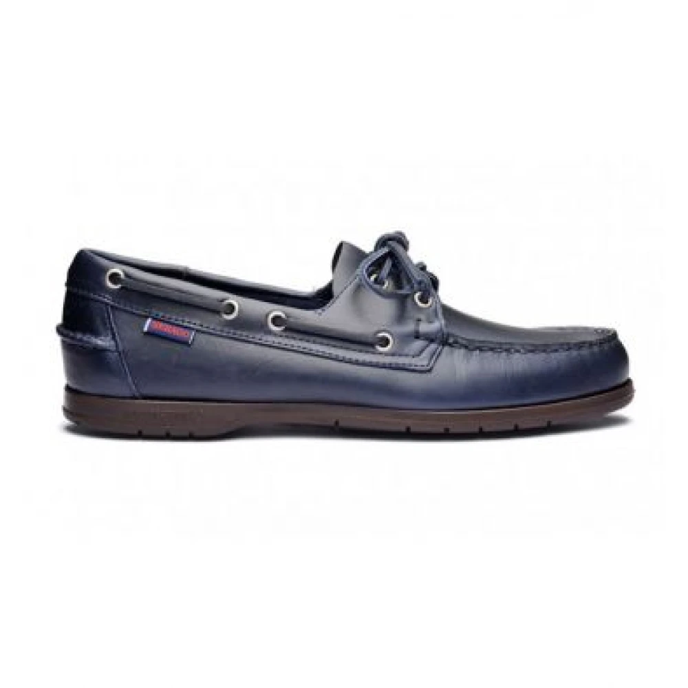 Sebago Handgjorda Läder Docksides med Halkfria Suler Blue, Herr