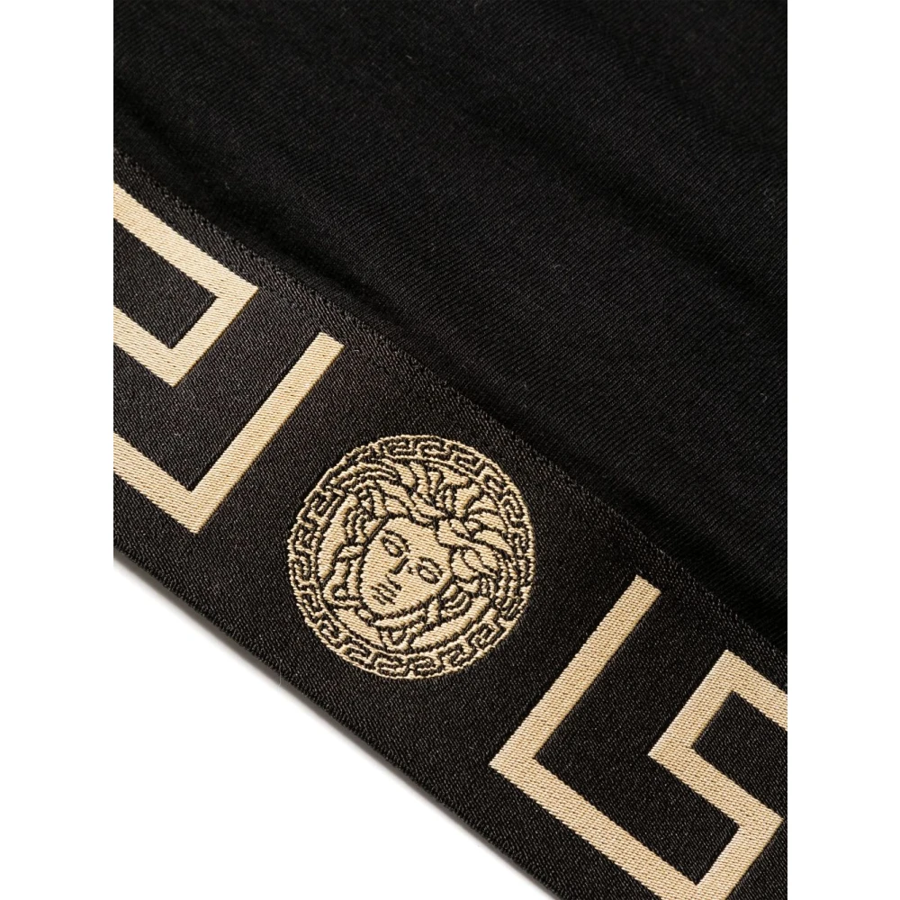 Versace Zwarte Top met Logo Zoom en Open Rug Black Dames
