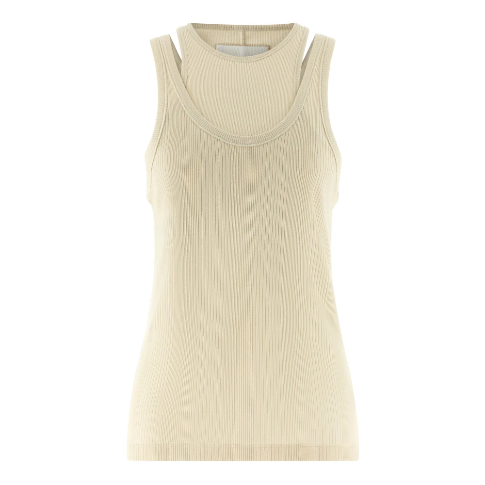 Armarium White Filippa Layered Ribbed Cotton Tank - Female - Sleeveless Tops - M - Tops