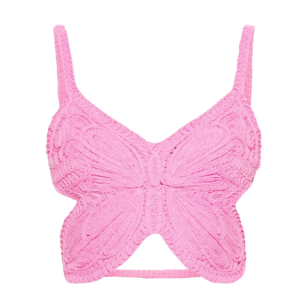 Blumarine Roze Mouwloze Butterfly Top Pink Dames