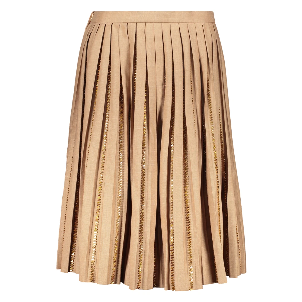 Burberry Geplooide rok met steenversiering Brown Dames