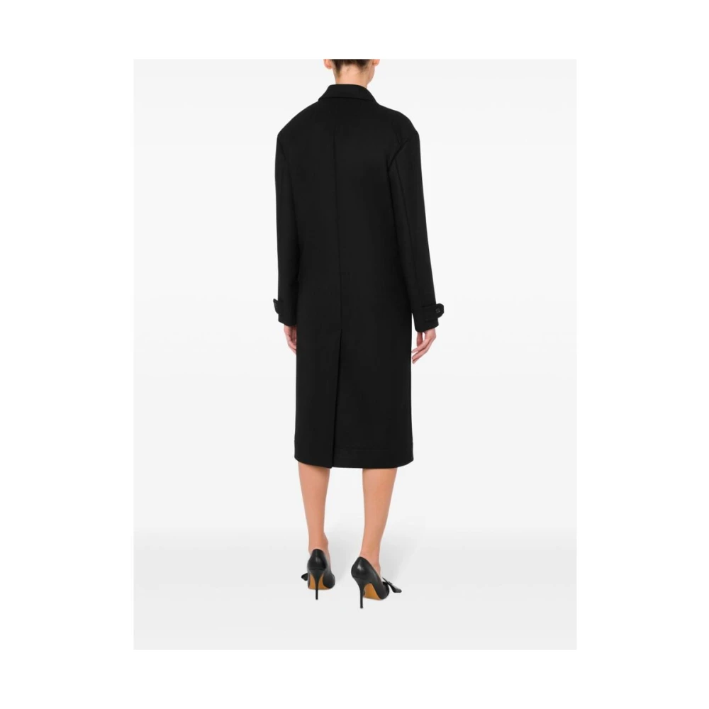 Moschino Zwarte Wollen Toggle Jas Black Dames