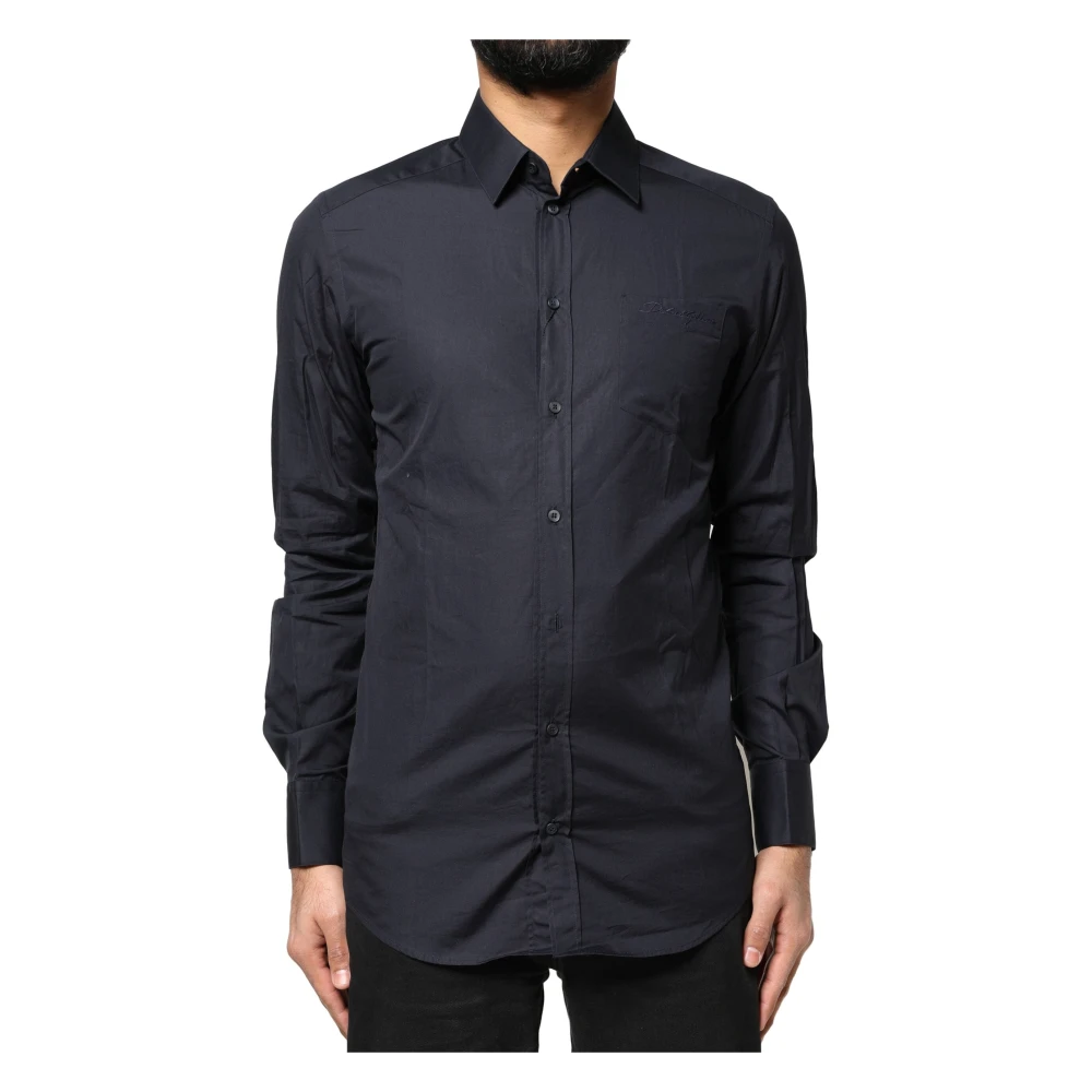 Dolce & Gabbana Men's Dark/Blue/Gold Cotton Dress Shirt