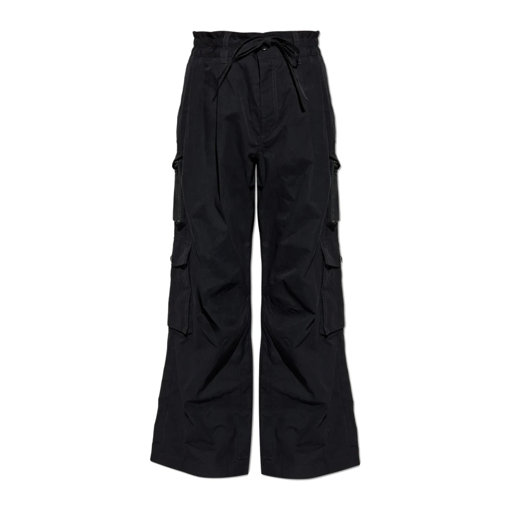 Dolce & Gabbana Men's Black Wide Trousers, L, Faille Cargo Trousers