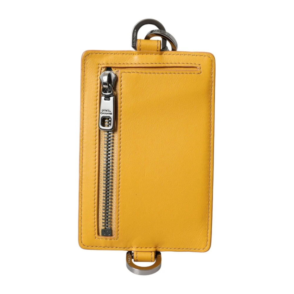 Dolce & Gabbana Luxe Leren Kaarthouder Portemonnee Orange Heren