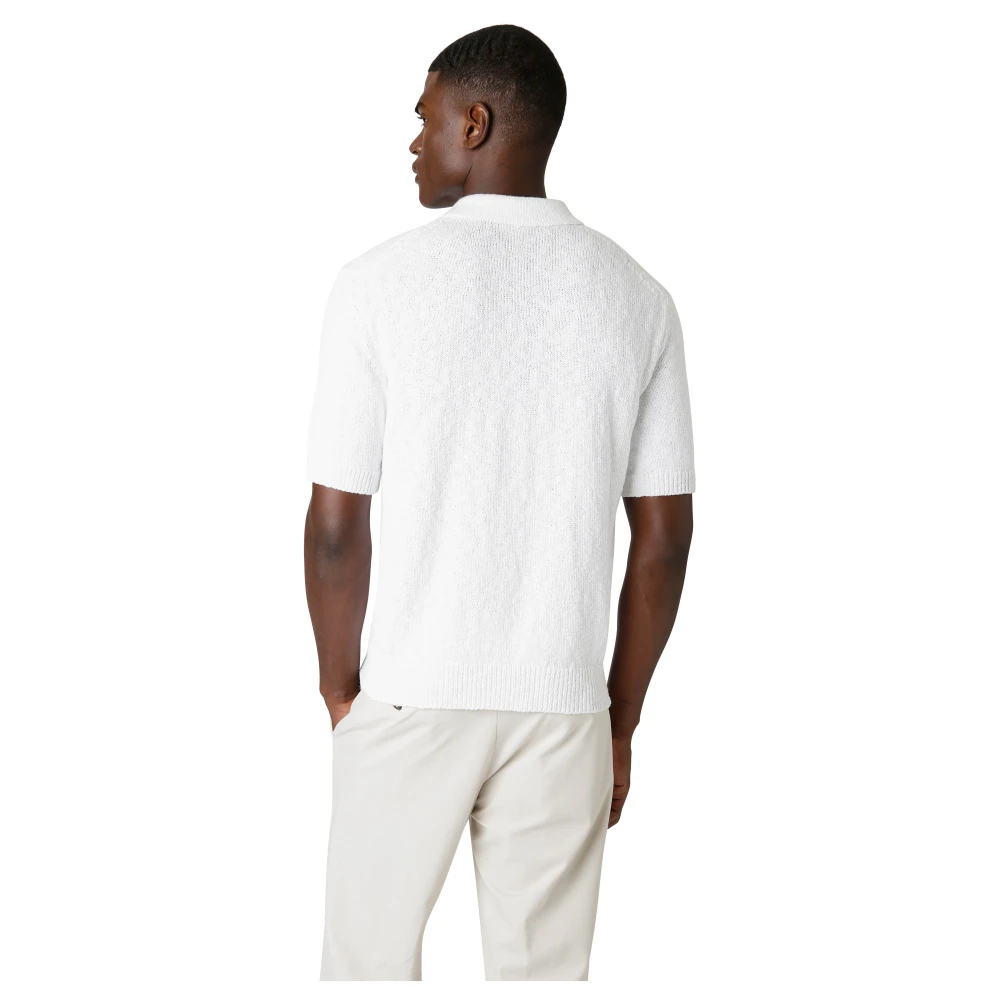 Eleventy Katoenen poloshirt met hoornknopen White Heren