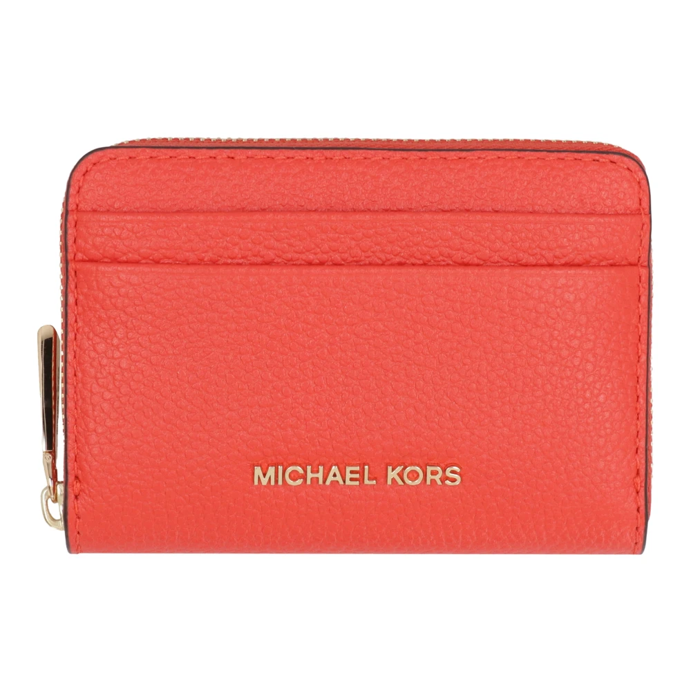 Michael Kors Plånbok i kornigt läder med dragkedja Red, Dam