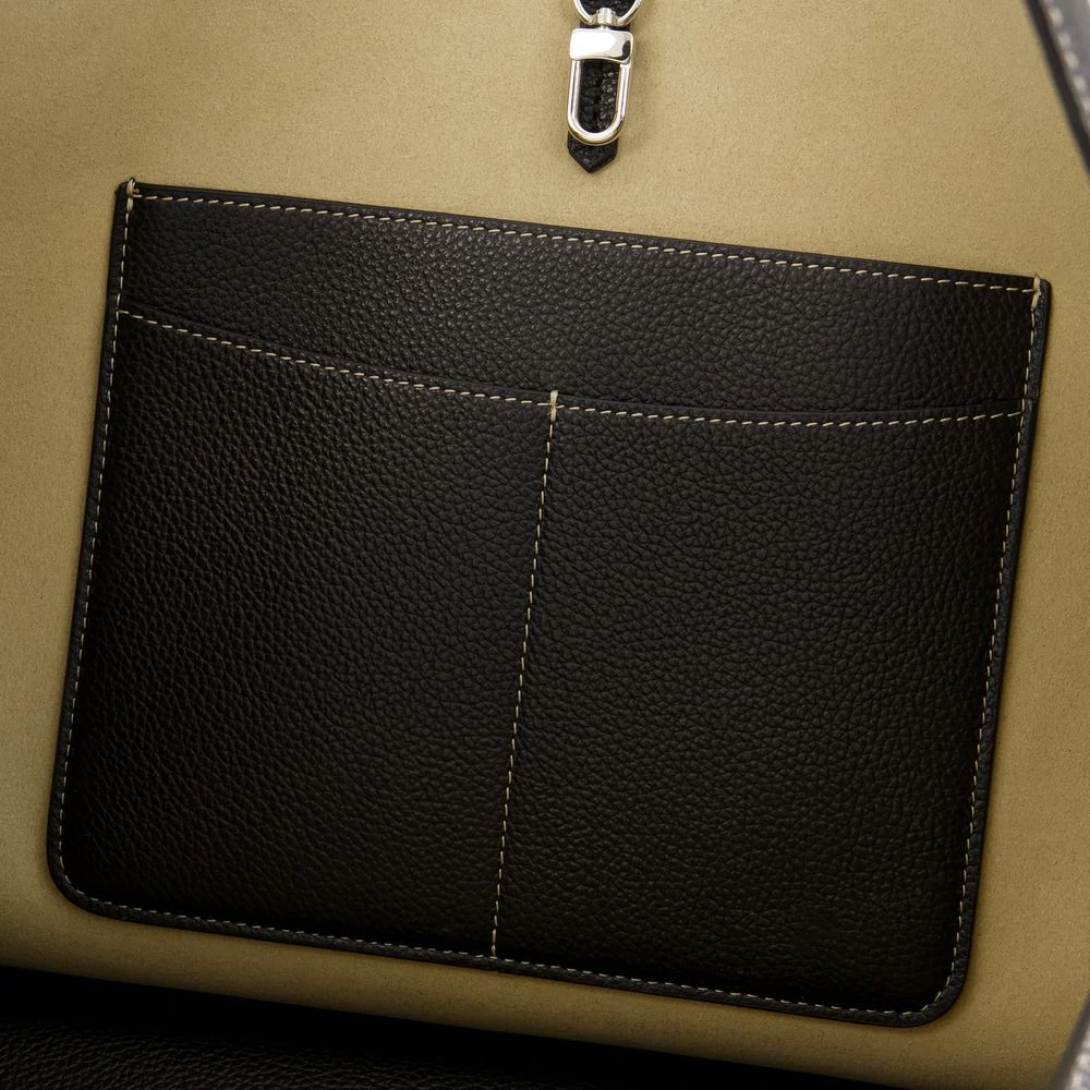 TotêMe Zwarte Leren Shopper Tas Dubbel Draagbaar Black Dames