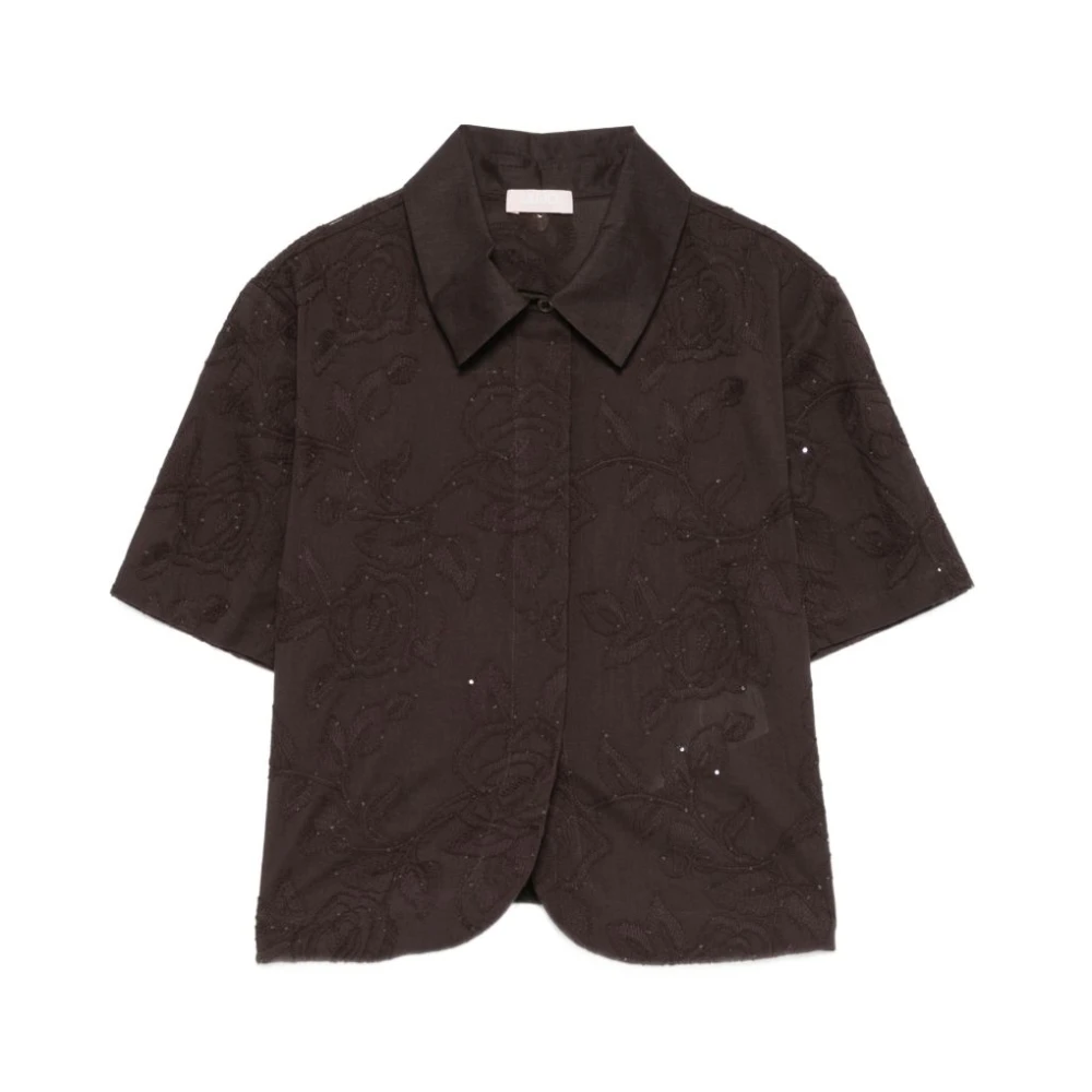 Liu Jo Damen Braun Sacher Flow Pailletten-Shirt