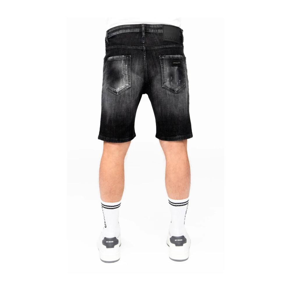 My Brand Zwarte Distressed Denim Shorts Black Heren