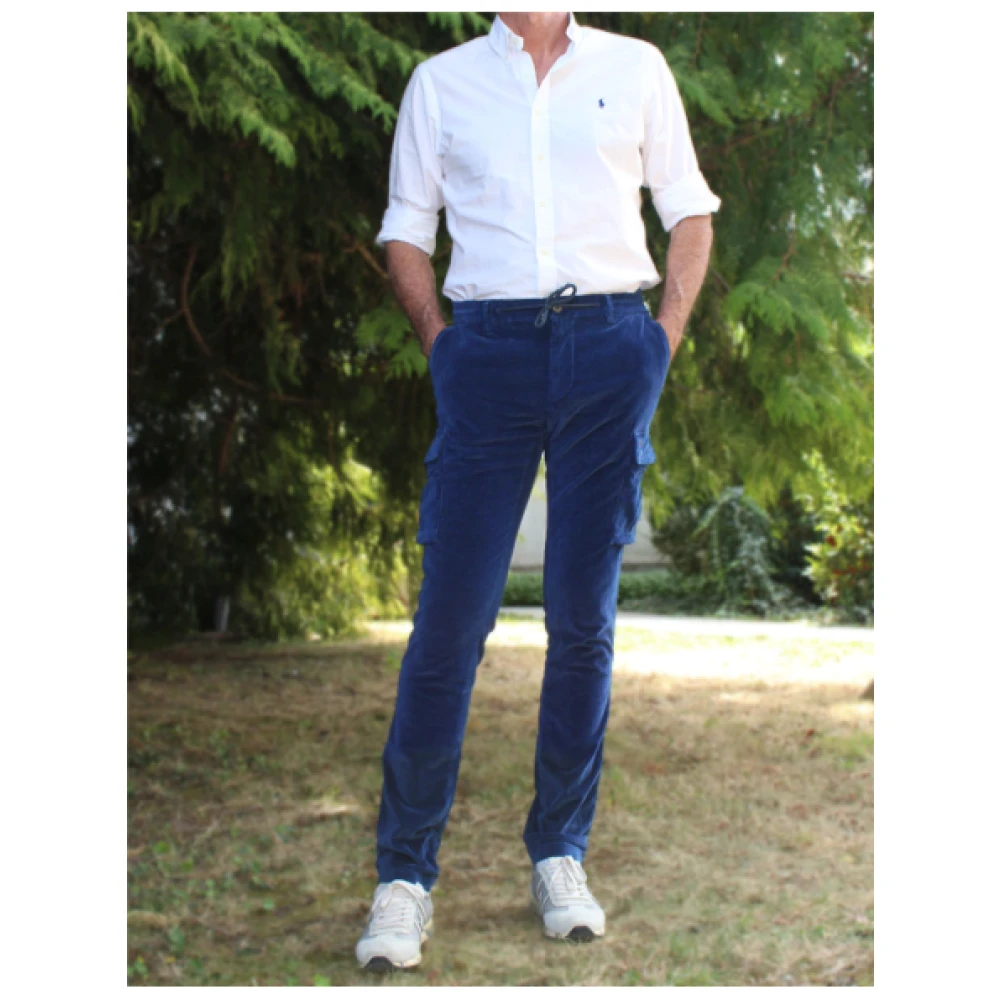 Mason's Cargo Velours Broek Blue Heren