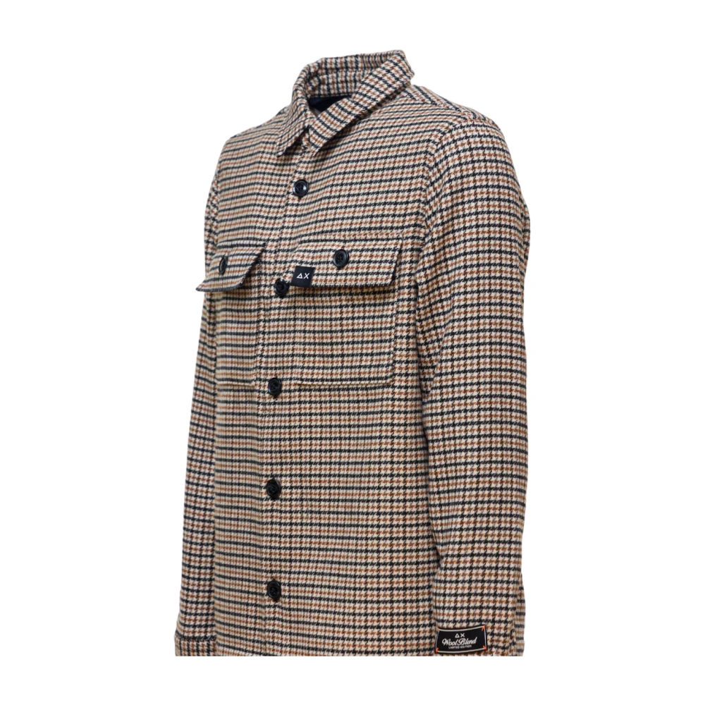 Sun68 Tartan Overshirt met Borstzak Beige Heren