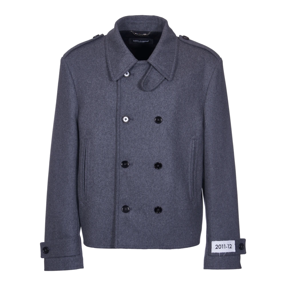 Dolce & Gabbana Grå Dubbelknäppt Peacoat Jacka Gray, Herr