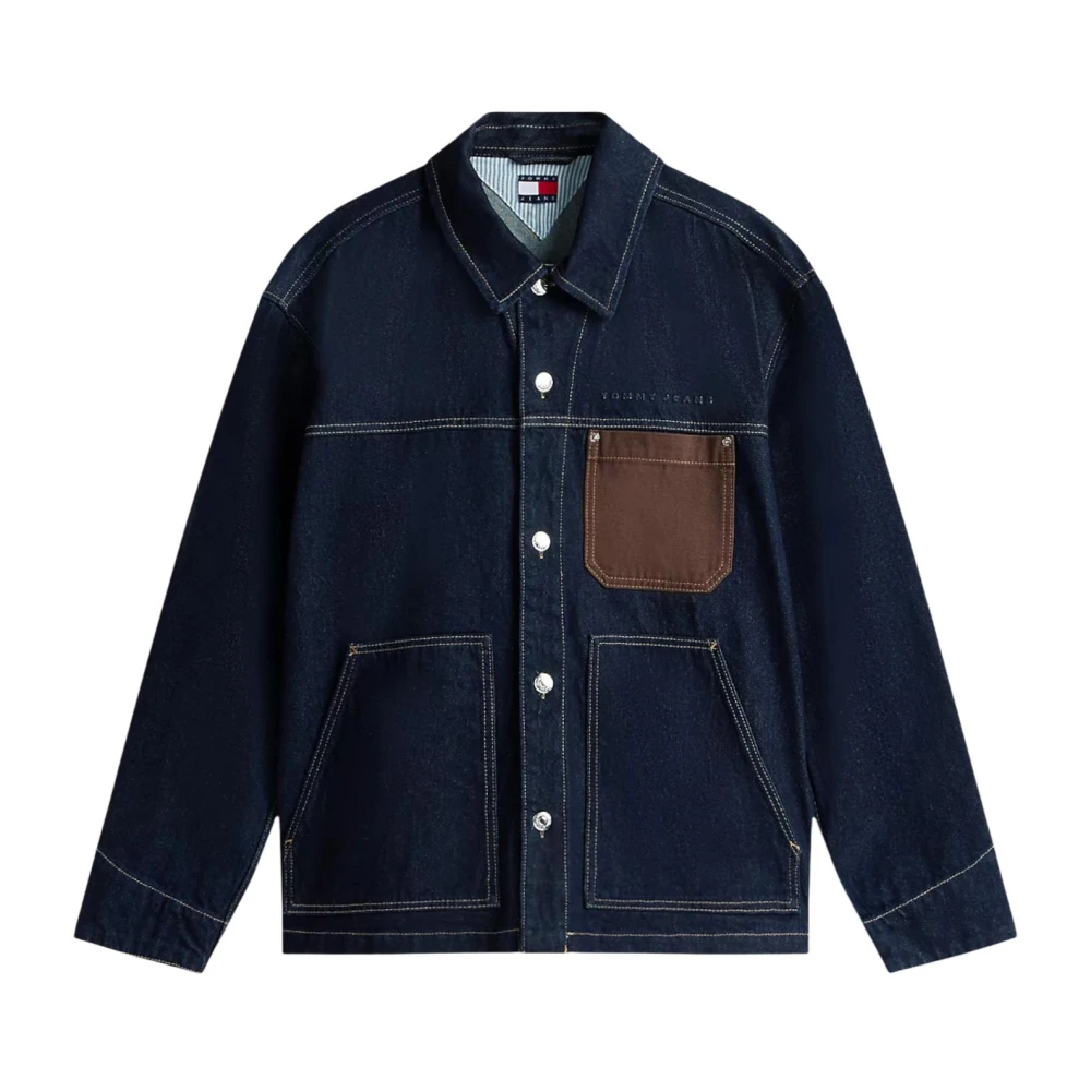 Tommy Jeans Men's Blue Relaxed Denim Chore Jacket