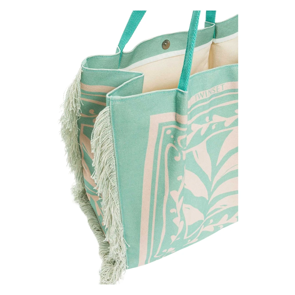 Twinset Groene Canvas Shopper Tas Green Dames
