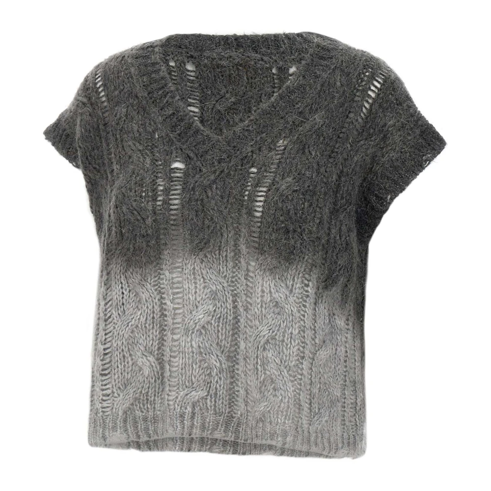 Kaos Mohair Blend Grijs Gilet Sweater Gray Dames