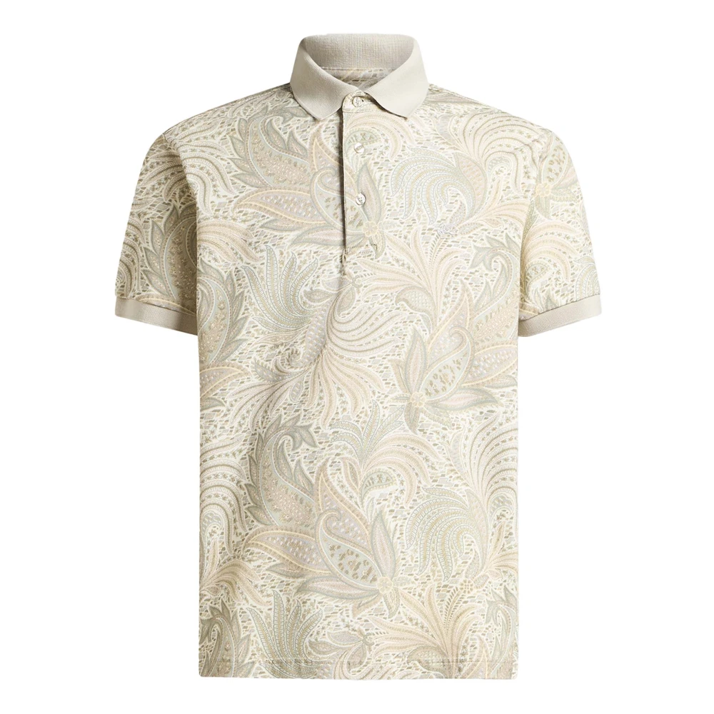 ETRO Beige Polo Shirt met Paisley Motief Beige Heren