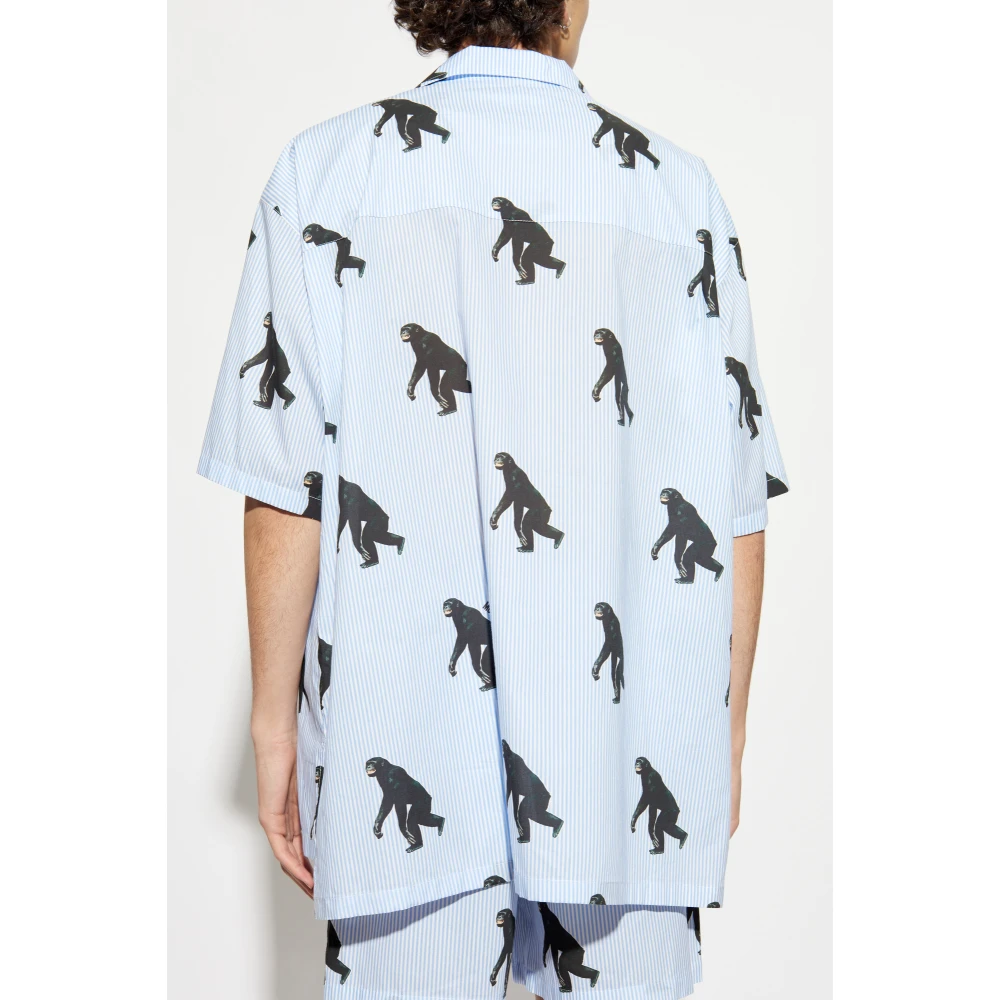 Moschino Dierenprint shirt Blue Heren