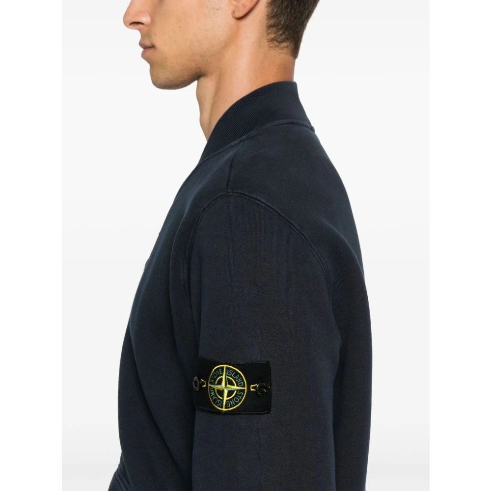 Stone Island Navy Blue Jersey Baseball Sweater Blue Heren