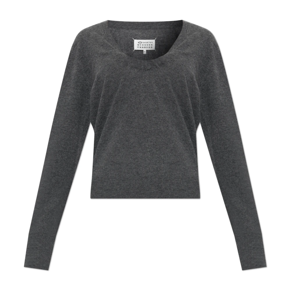 Maison Margiela Gray V-Neck Knitwear, Female, M, Wool Jumper