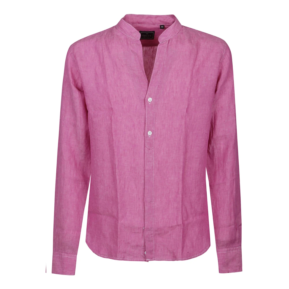 Orian Gewassen Lange Mouw Shirt Pink Heren