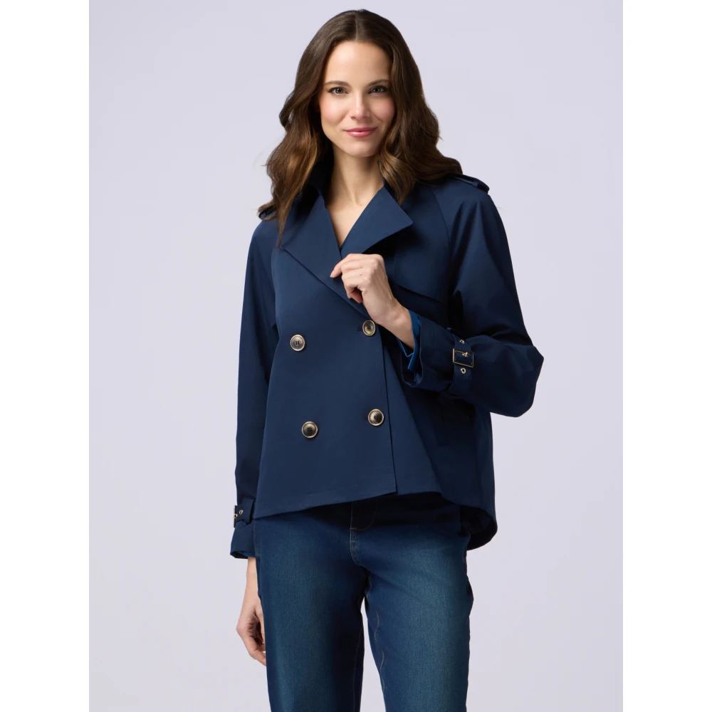 Oltre Korte double-breasted oversized trenchcoat Blue Dames