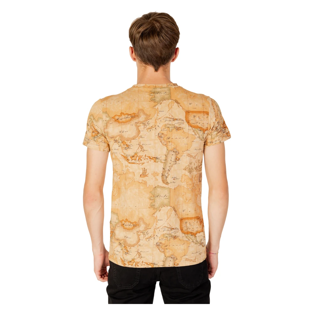 Alviero Martini 1a Classe Beige Bedrukt T-shirt Korte Mouwen Brown Heren