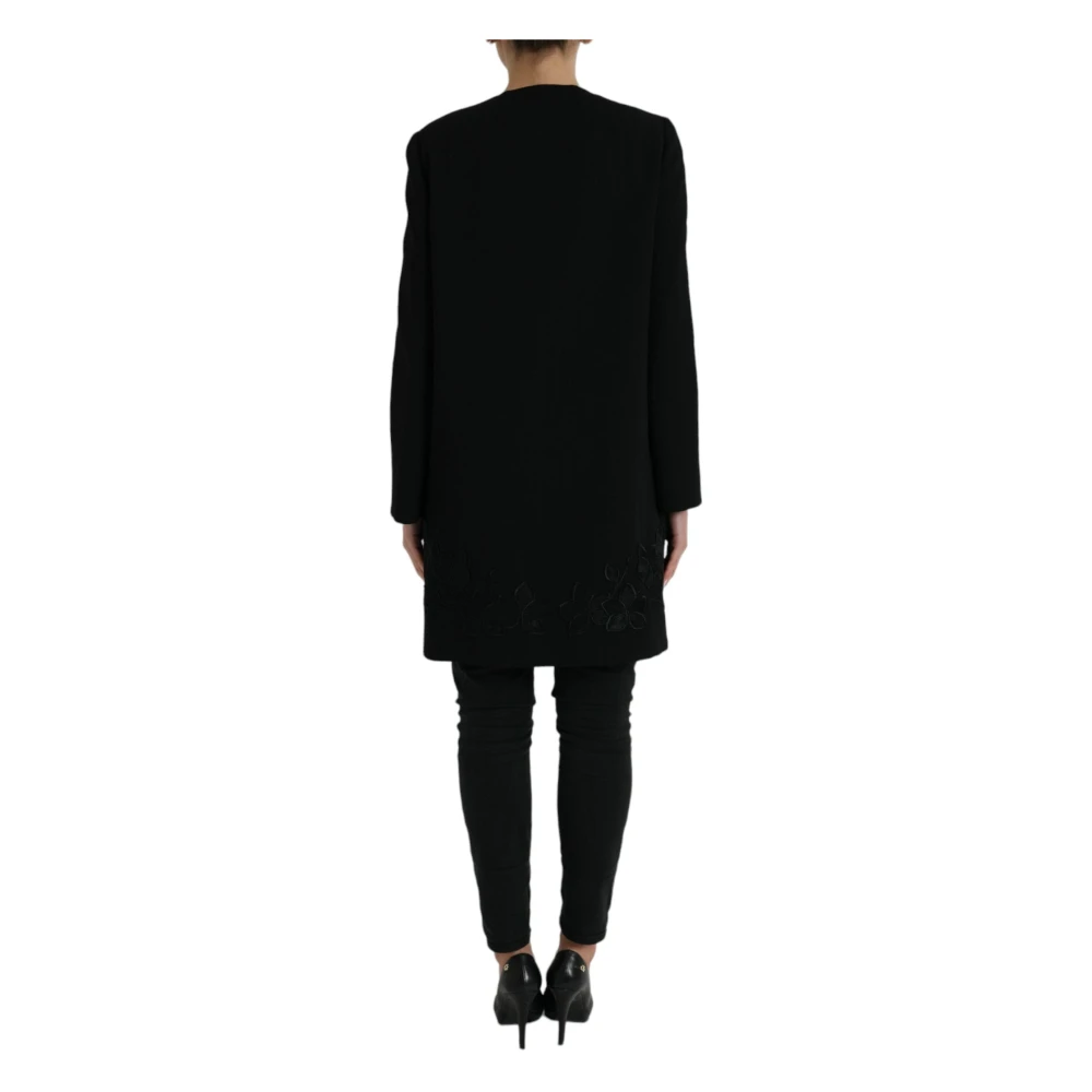Dolce & Gabbana Bloemen wollen trenchcoat met knopen Black Dames