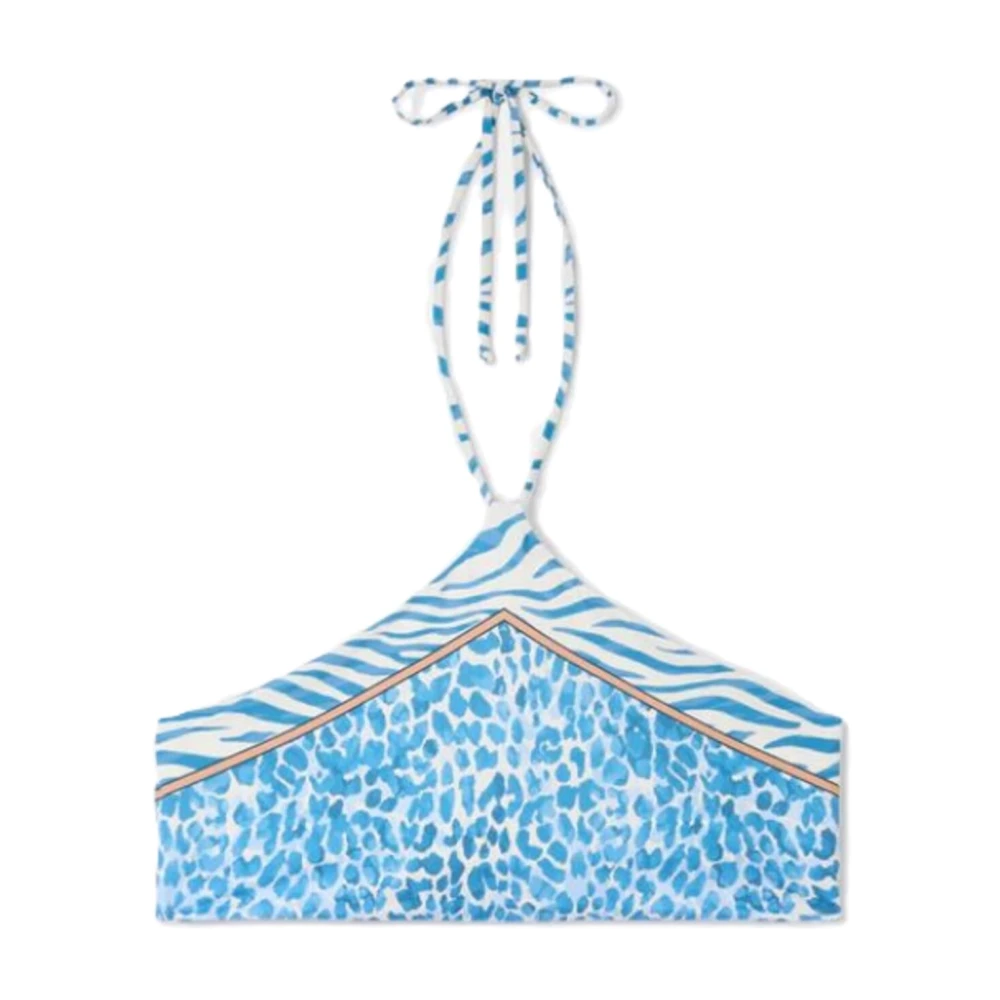 Mc2 Saint Barth Women's Blue Nairobi Foulard Bandeau Bikini Top With Central Lace - Bikinis - Xs - Swimwear