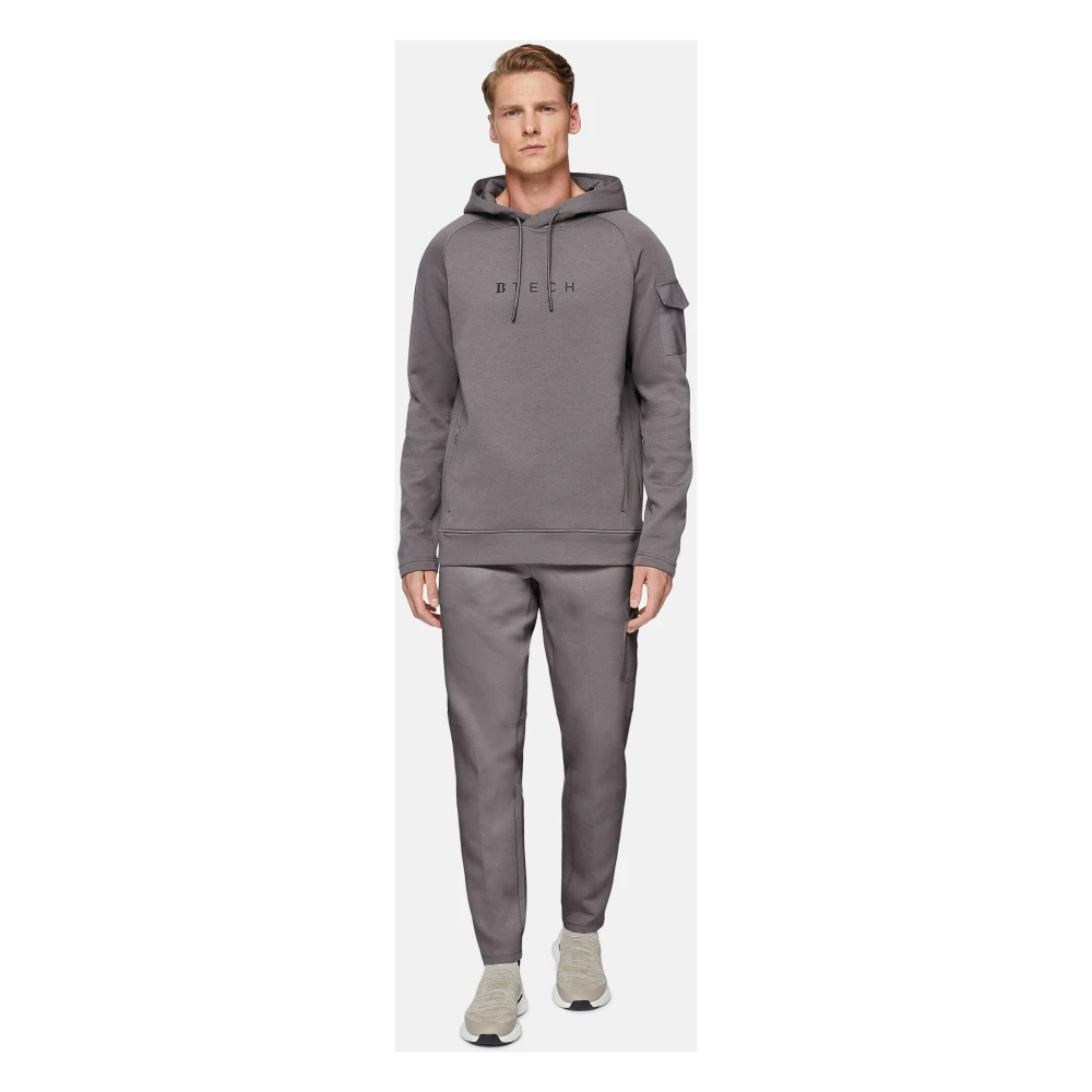 Boggi Milano Lichtgewicht Scuba Hoodie van katoenmix Gray Heren