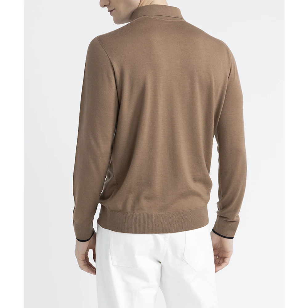 PESERICO Trui van pure nieuwe wol met poloshirt kraag Brown Heren