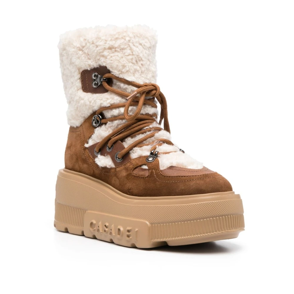 Casadei Bruine Fleece Enkellaarzen Brown Dames