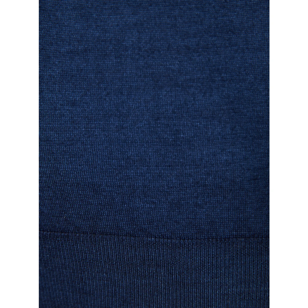 Canali Luxe Wol Zijde Polo Shirt Blue Heren