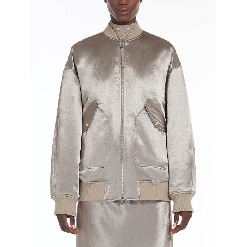 Max Mara Beige Oversized Bomberjack met Isolerende Technologie Beige Dames