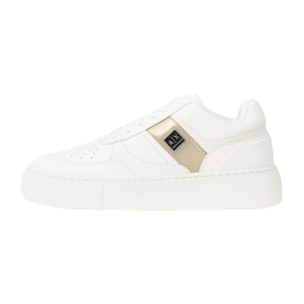 Armani Exchange Vita låg profil sneakers vår sommar White, Dam