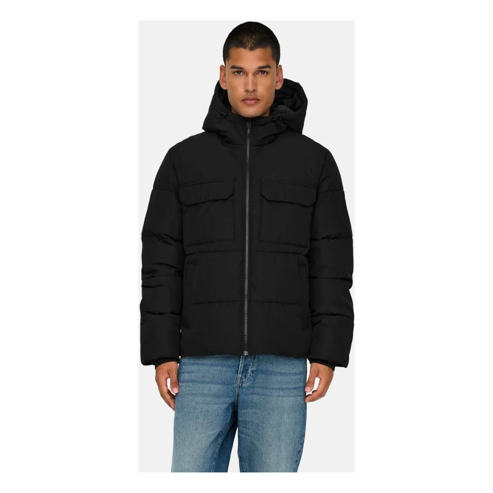 Only & Sons Casual Denim Jack voor Mannen Black Heren