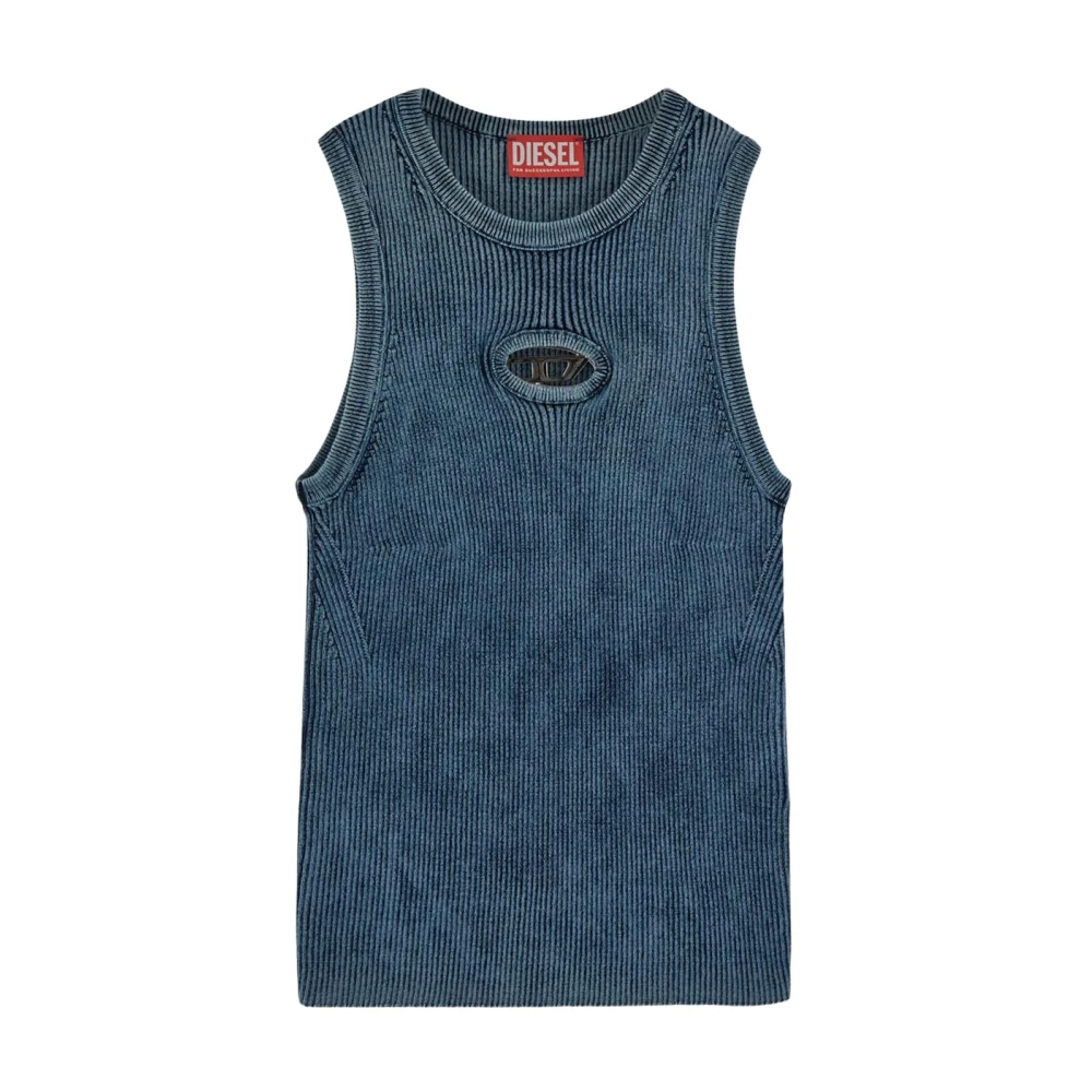 Diesel Katoenen Logo Top Blue Dames